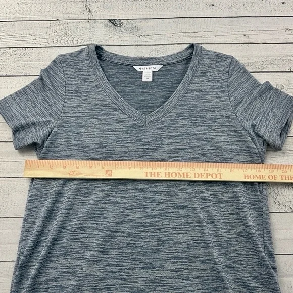 Athleta Top Women M Gray Space Dye Breezy Scoop V Neck Cap Sleeve Gym Shirt - Picture 4 of 8